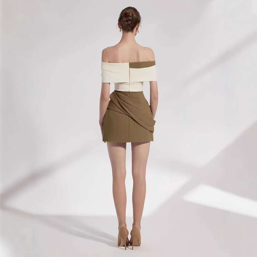 Flat shoulder elegant dress intellectuality T-back