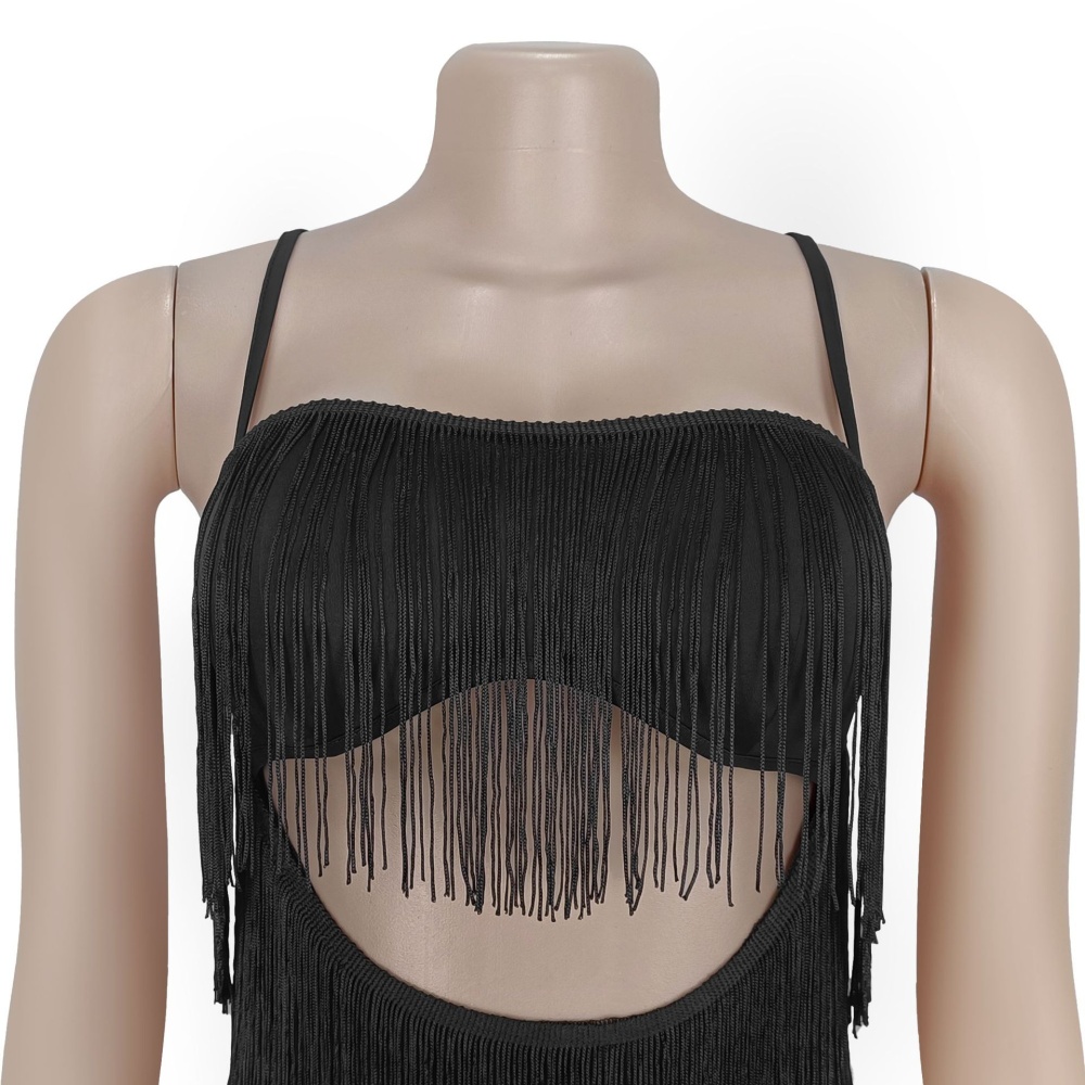 Sling sexy fashion tassels European style halter dress