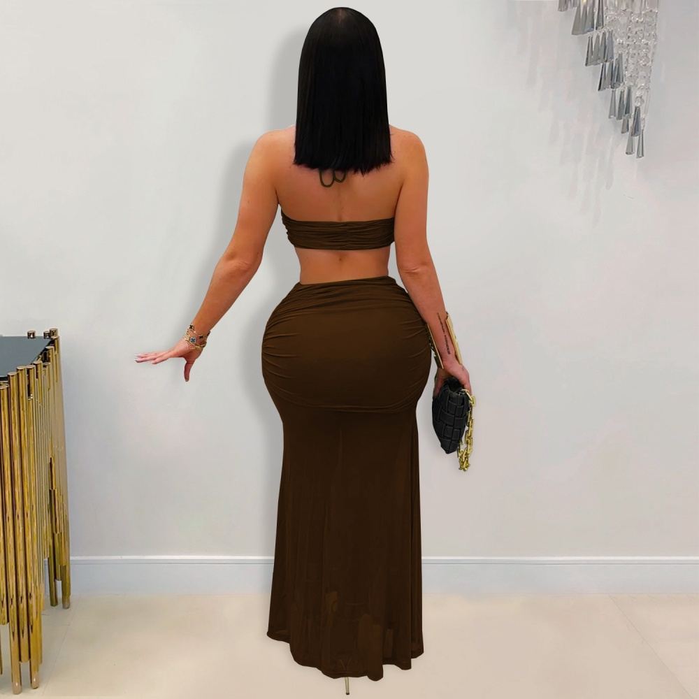 European style fold gauze fashion long skirt a set