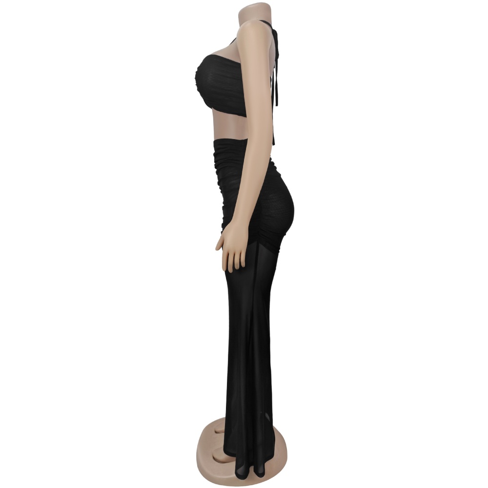European style fold gauze fashion long skirt a set