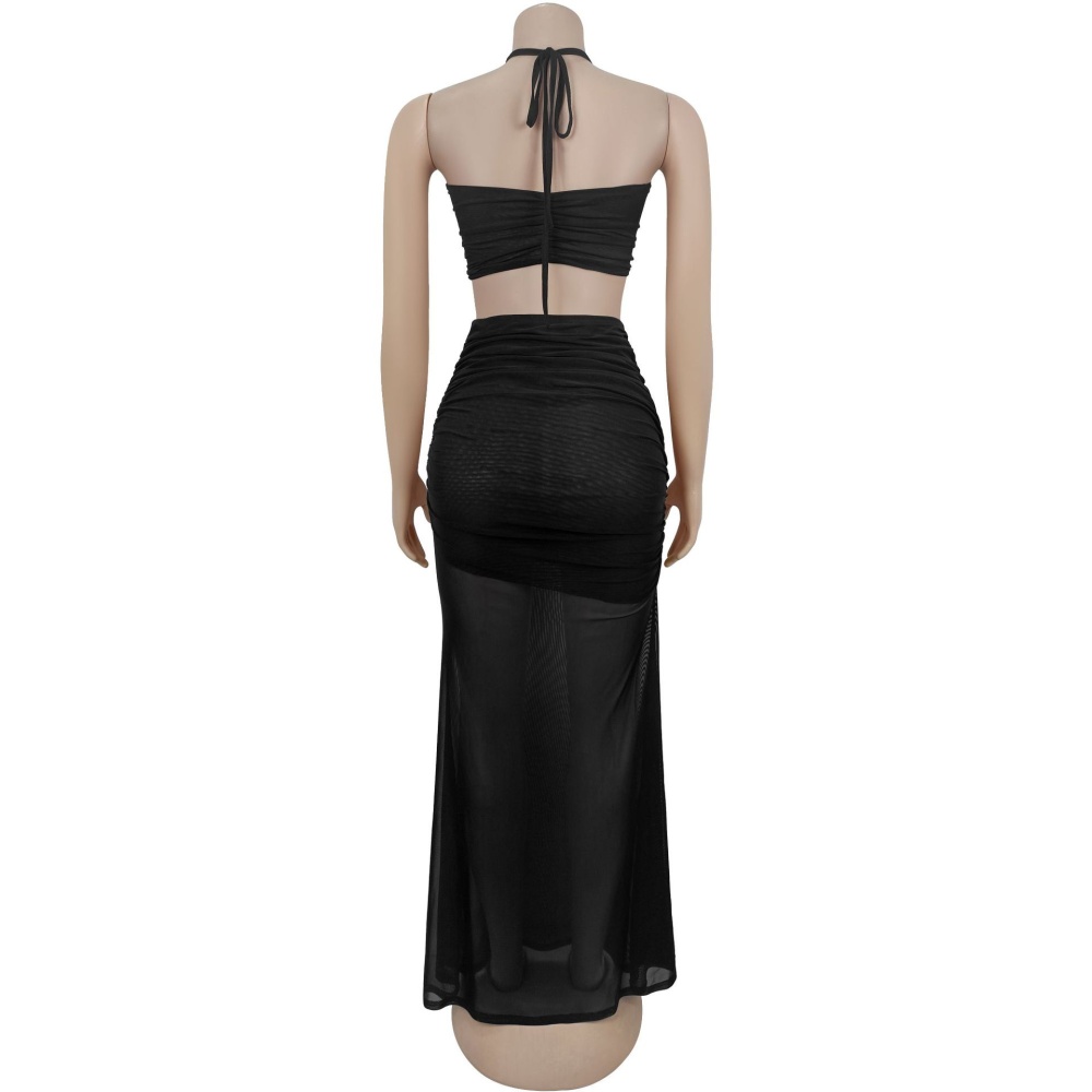 European style fold gauze fashion long skirt a set
