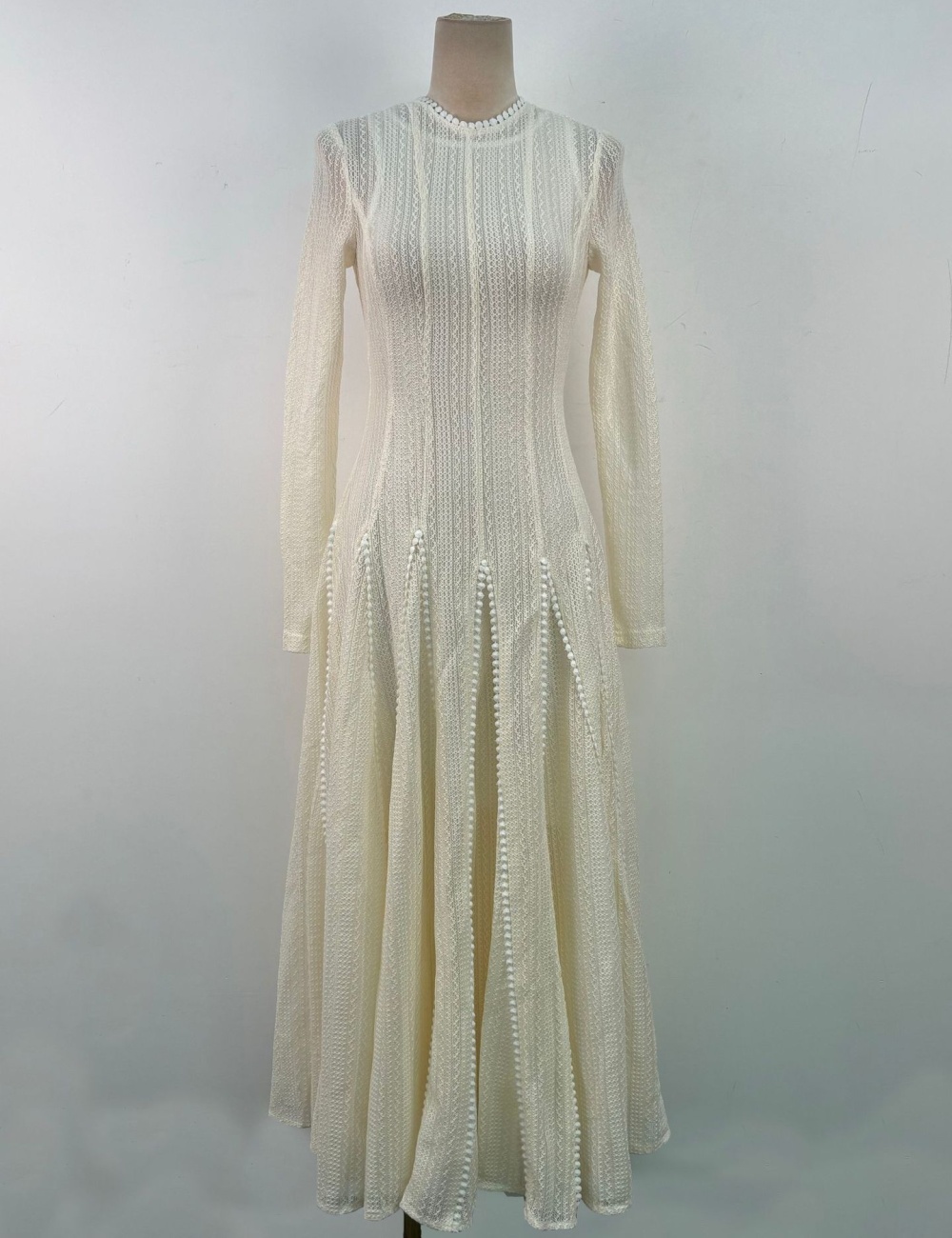 Temperament drape lace dress long sleeve niche long dress