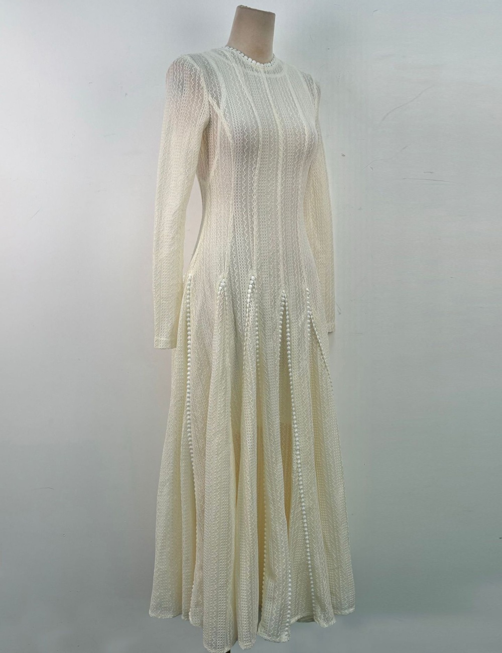 Temperament drape lace dress long sleeve niche long dress
