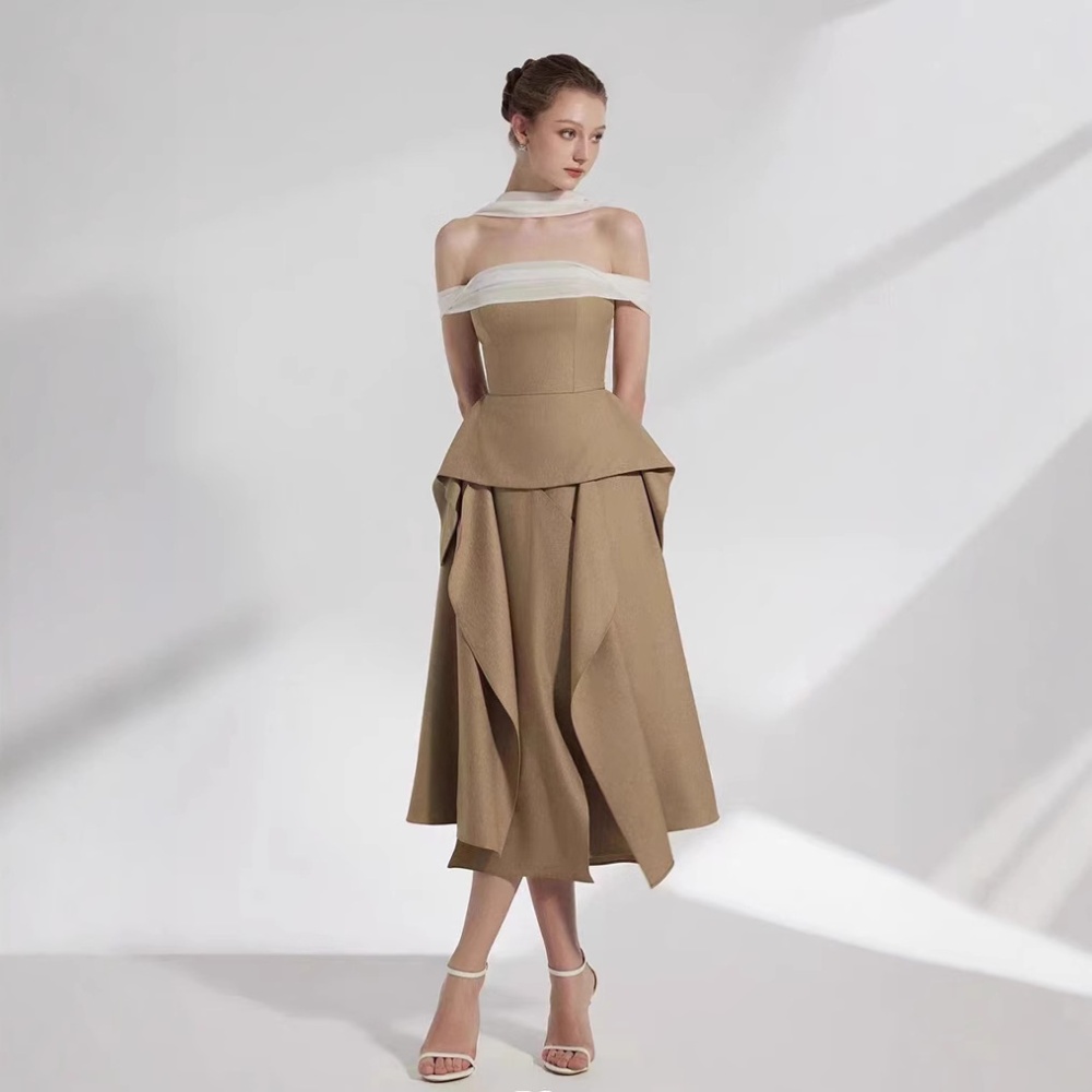 Niche long dress intellectuality tops 2pcs set