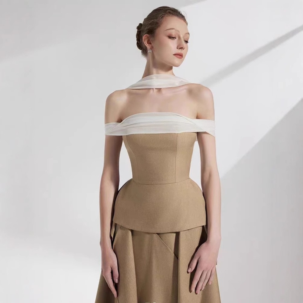 Niche long dress intellectuality tops 2pcs set