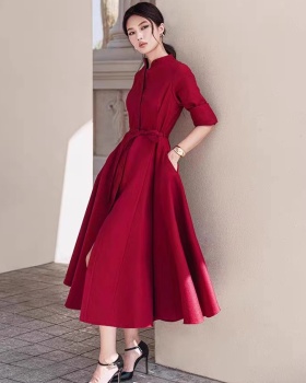 Simple temperament commuting long dress pure niche dress