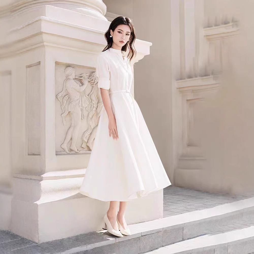 Simple temperament commuting long dress pure niche dress