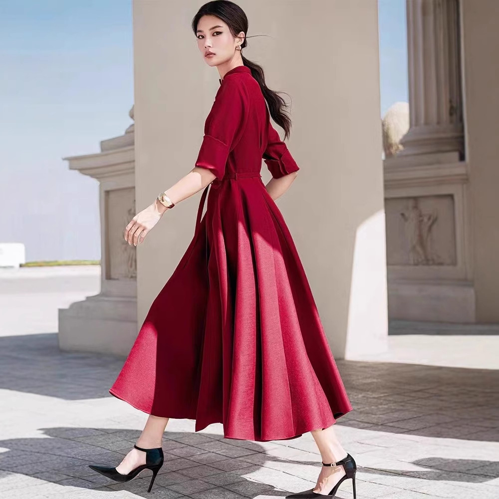 Simple temperament commuting long dress pure niche dress