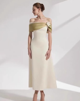 Temperament slim long dress pinched waist formal dress