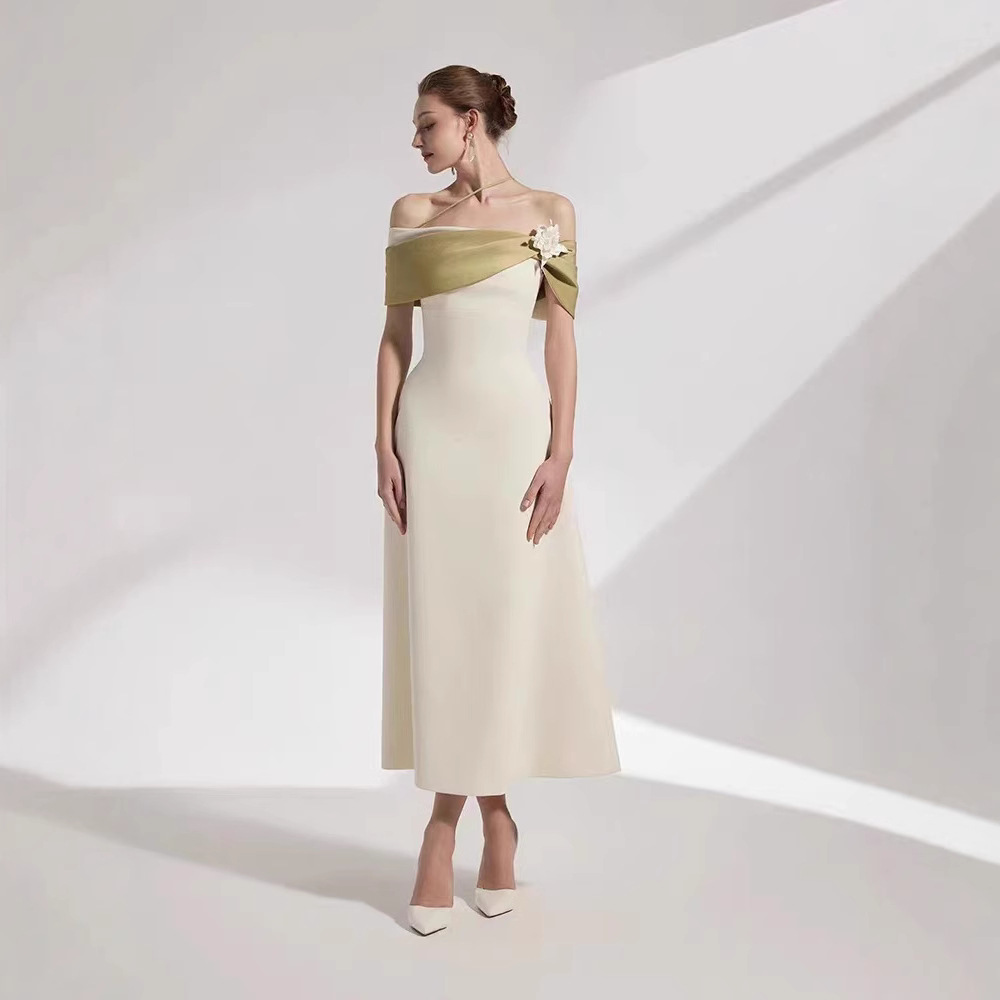 Temperament slim long dress pinched waist formal dress