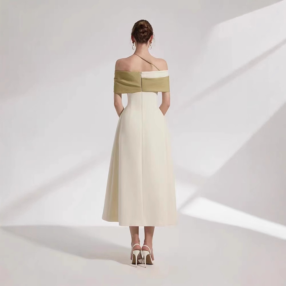 Temperament slim long dress pinched waist formal dress
