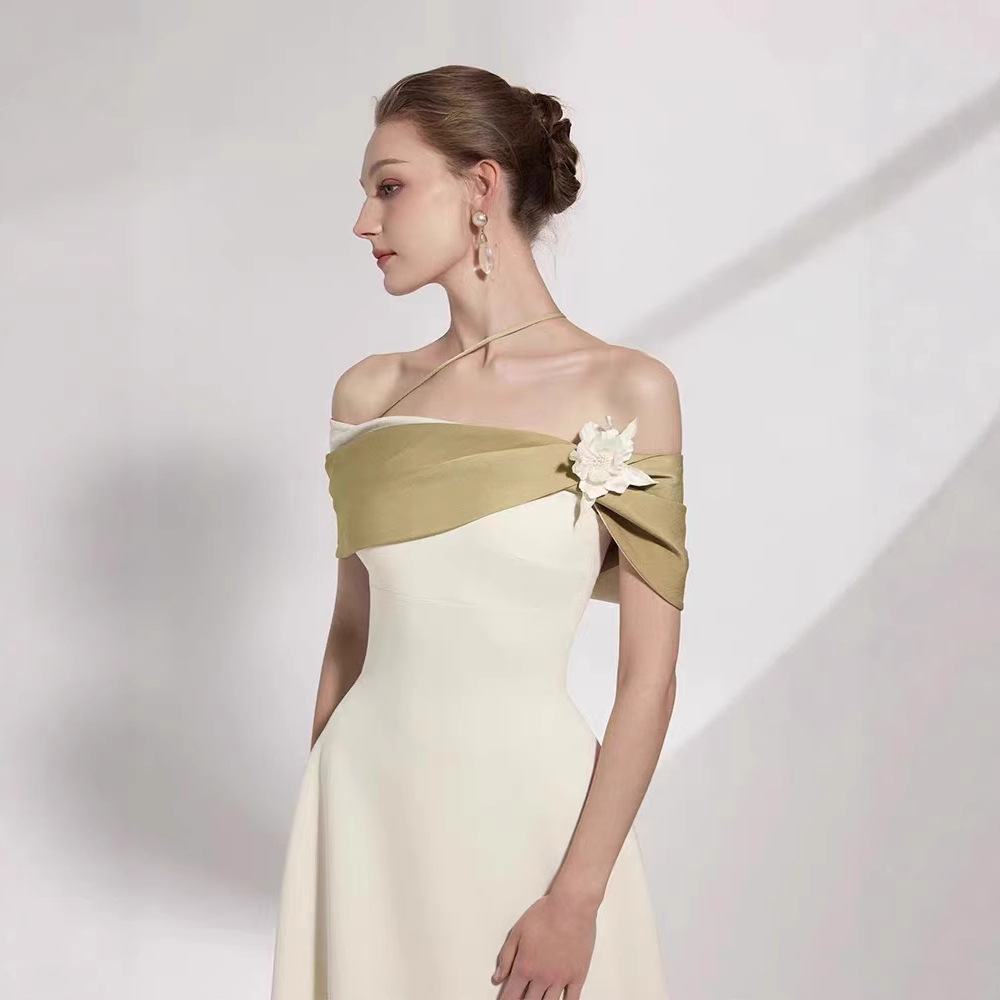 Temperament slim long dress pinched waist formal dress