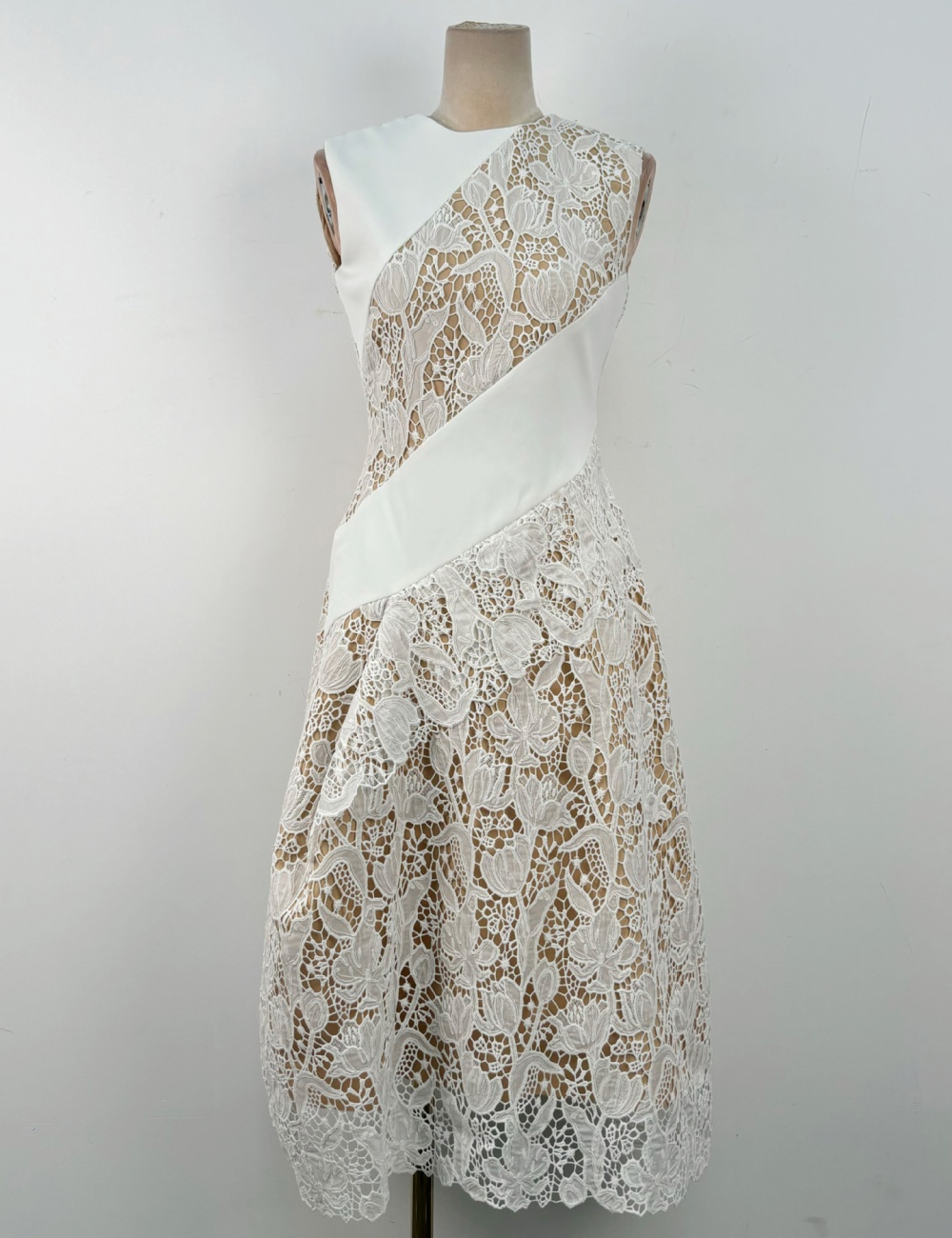 Splice elegant long dress pinched waist dress
