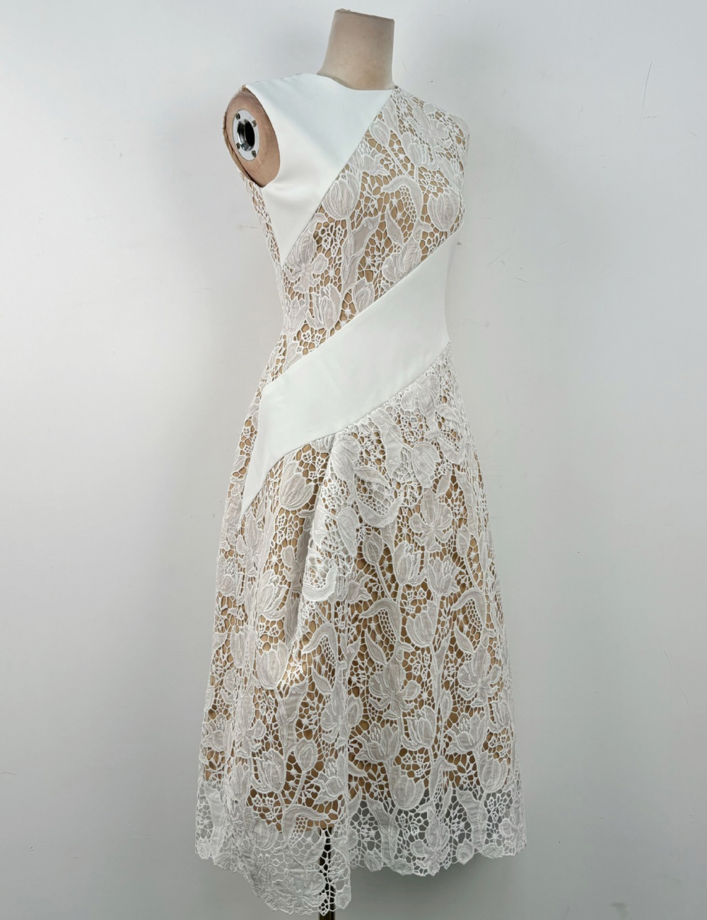 Splice elegant long dress pinched waist dress