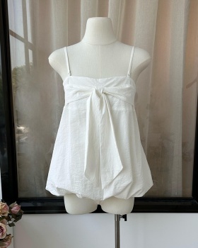 Bow Korean style small shirt wears outside tops for women