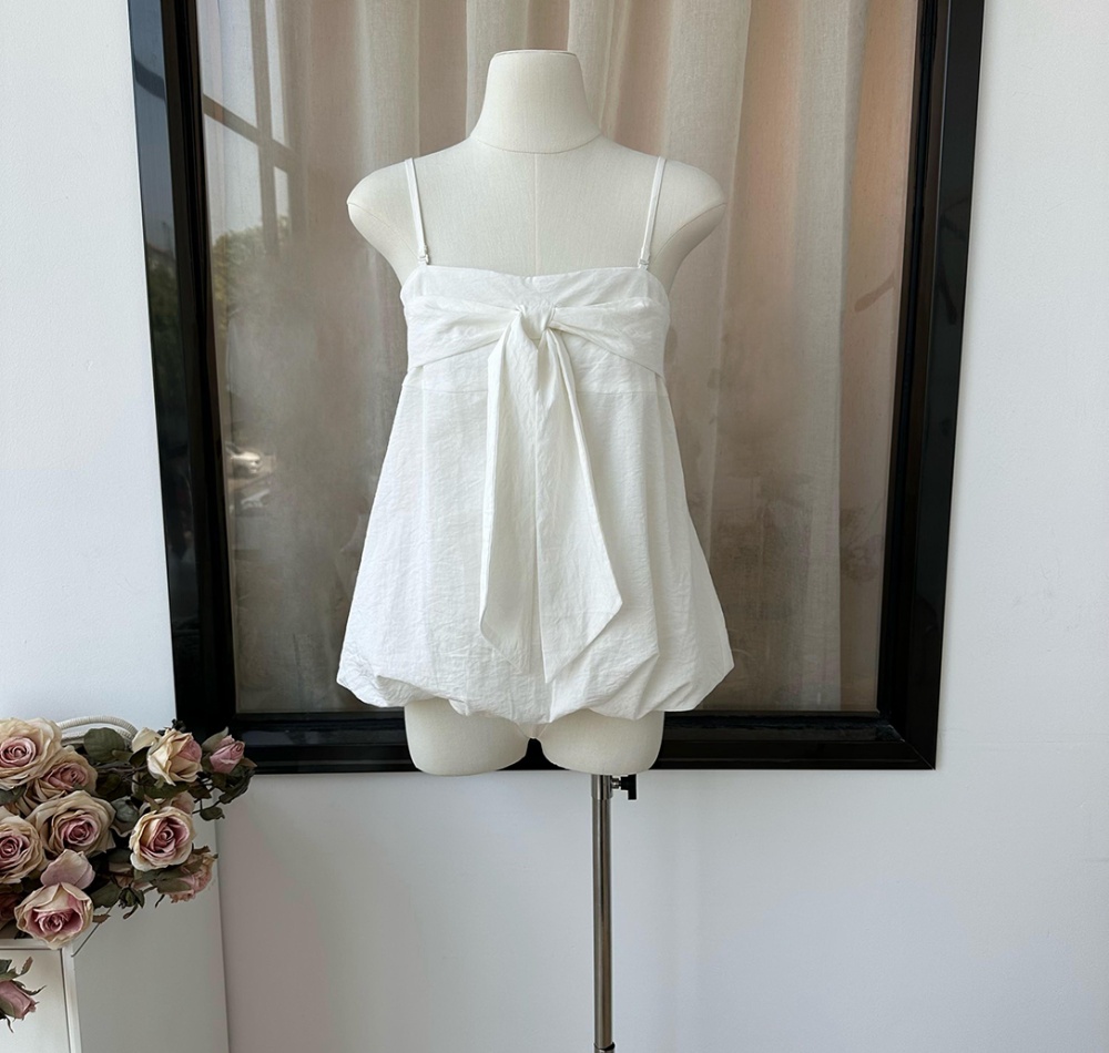 Bow Korean style small shirt wears outside tops for women