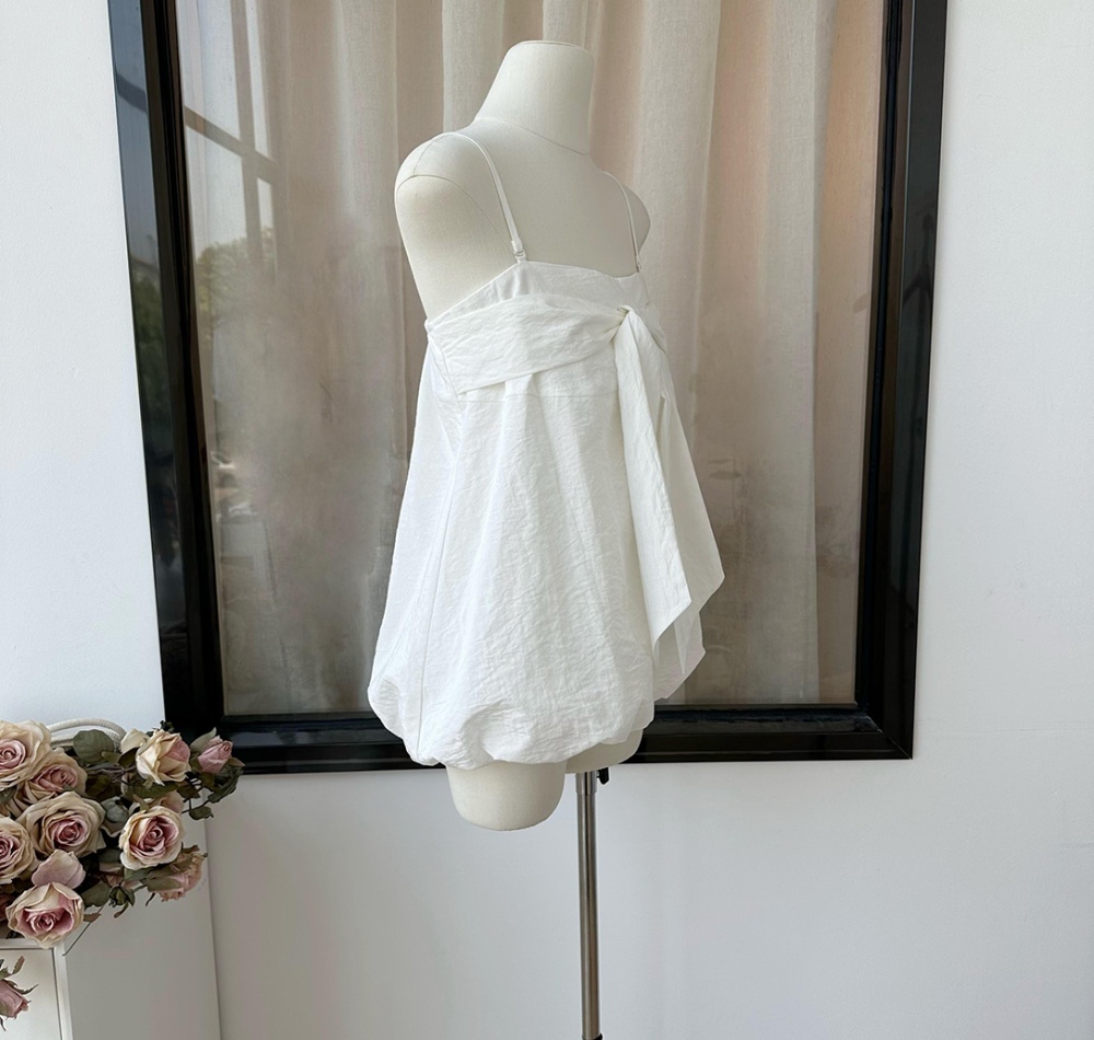 Bow Korean style small shirt wears outside tops for women