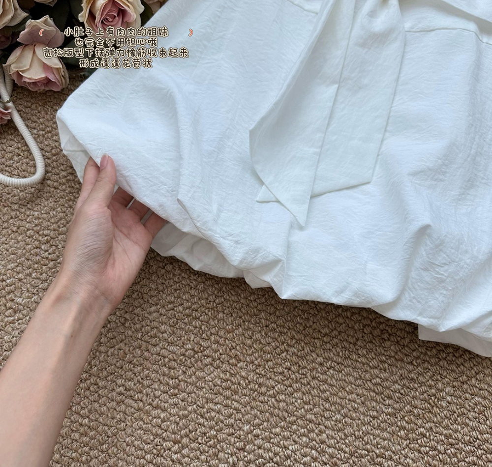 Bow Korean style small shirt wears outside tops for women