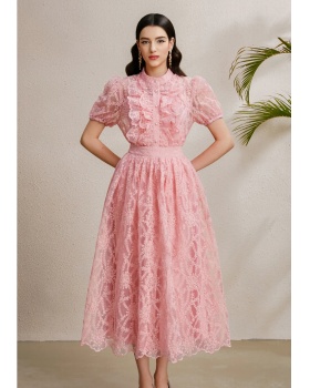 Autumn lotus leaf edges puff sleeve vacation skirt