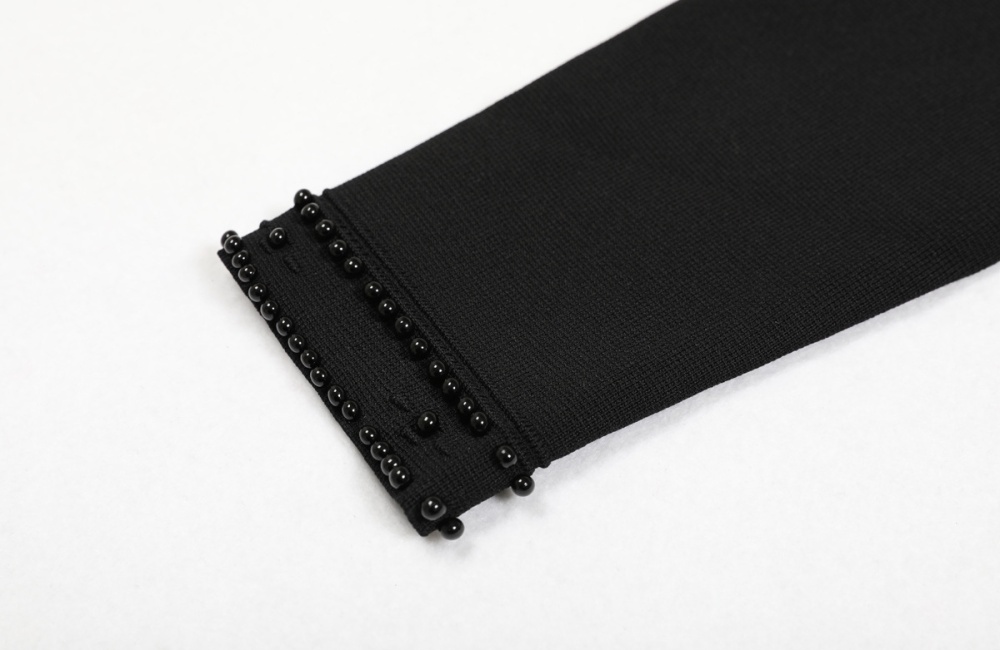 Knitted beading long round neck sleeveless dress
