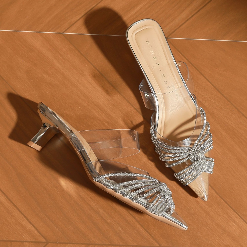 Cross high-heeled shoes pointed sandals for women