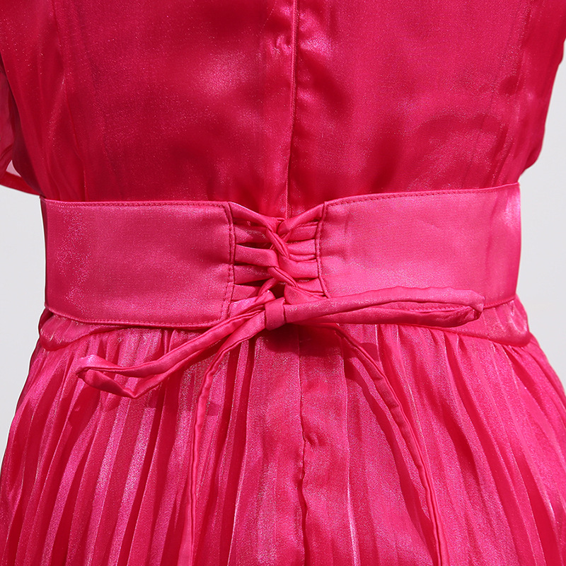 Retro pleated long dress court style formal dress for women