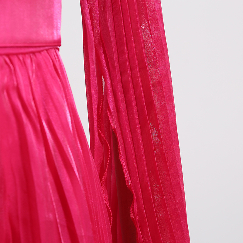 Retro pleated long dress court style formal dress for women