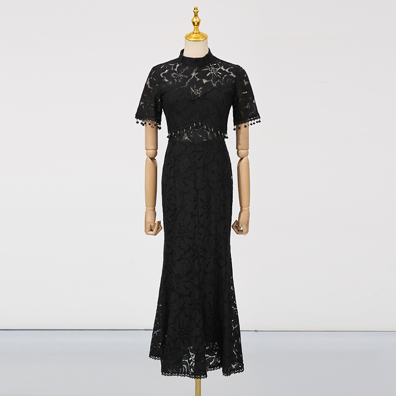Cstand collar long dress light luxury dress for women