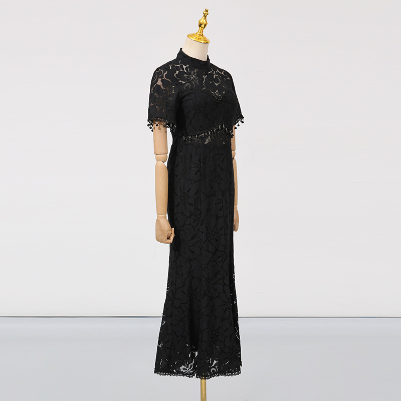 Cstand collar long dress light luxury dress for women