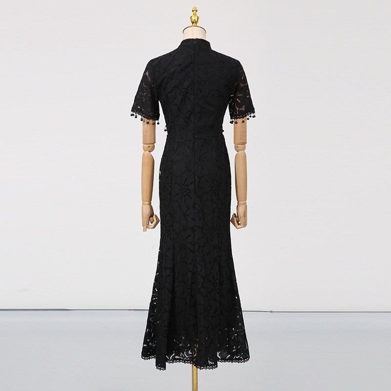 Cstand collar long dress light luxury dress for women