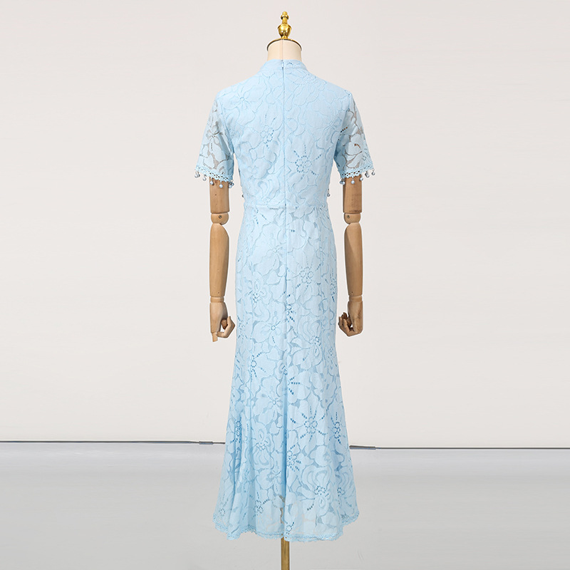 Cstand collar long dress light luxury dress for women