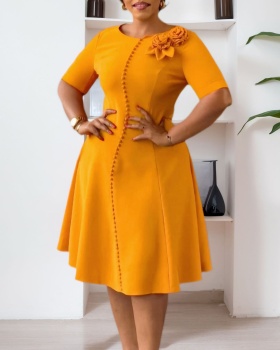 Pure European style short sleeve dress for women