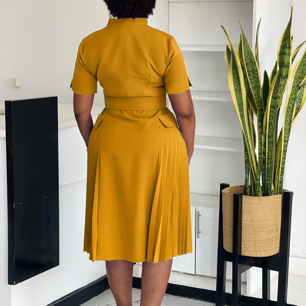 Temperament crimp high waist dress for women
