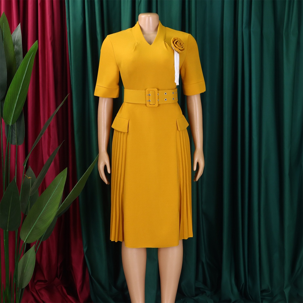 Temperament crimp high waist dress for women