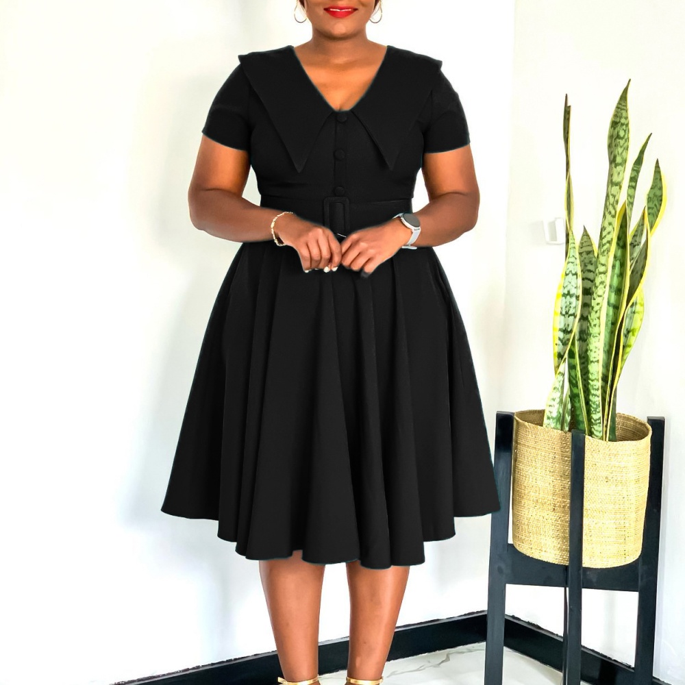 Elasticity fashion big skirt European style dress for women