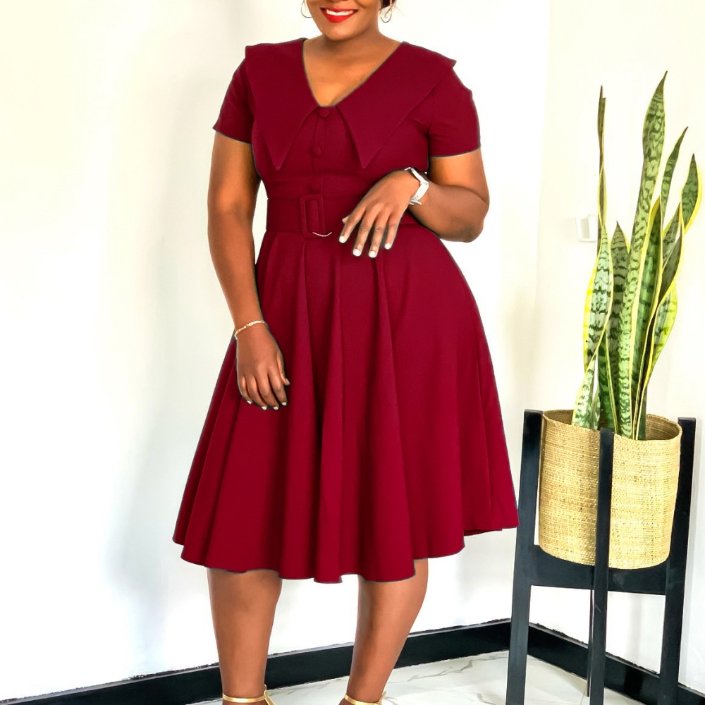 Elasticity fashion big skirt European style dress for women