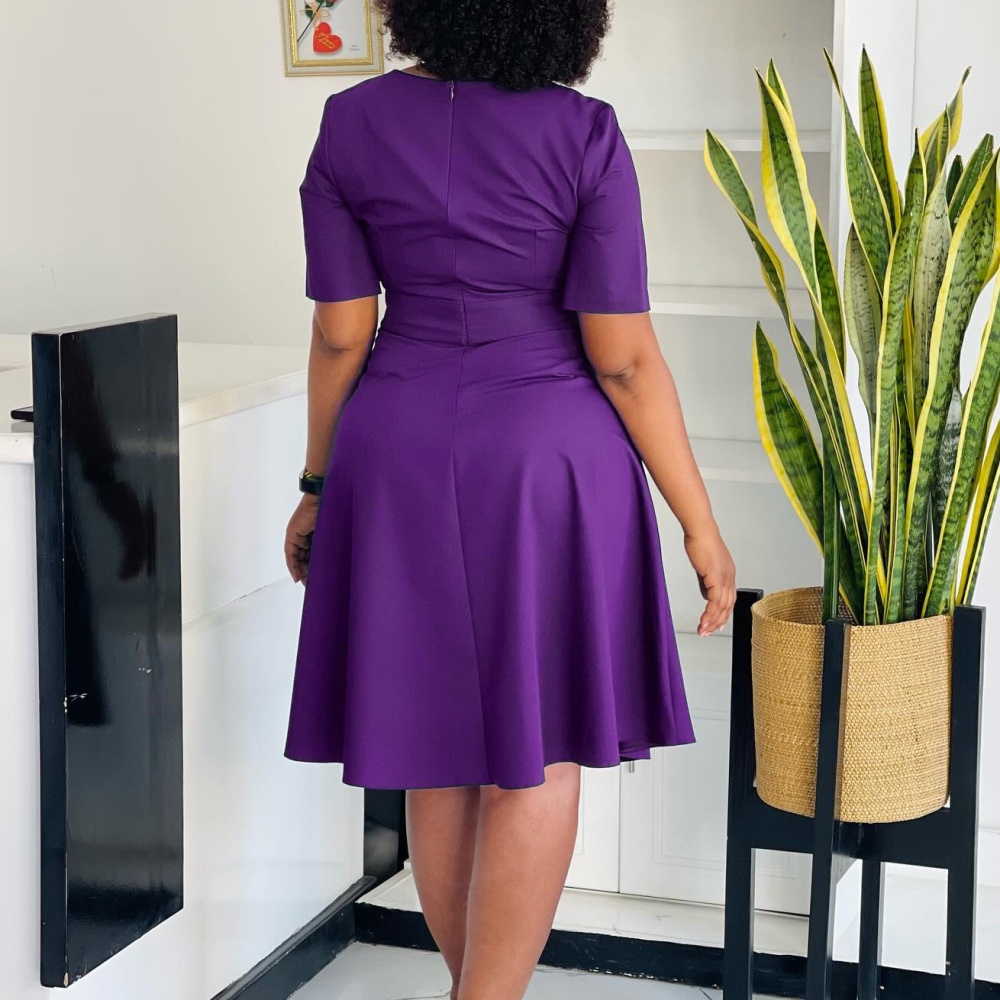 Big skirt fashion short sleeve pure high waist dress