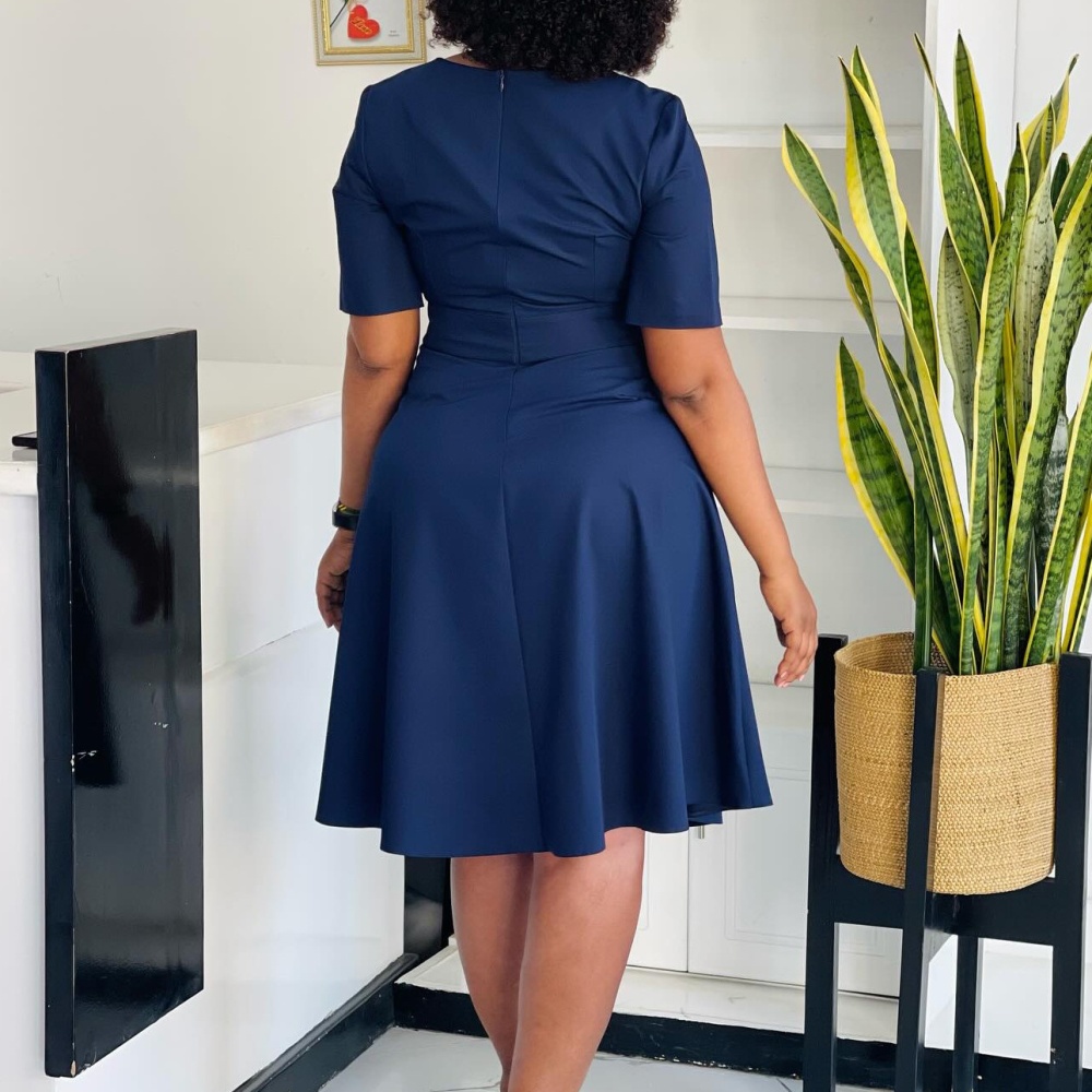 Big skirt fashion short sleeve pure high waist dress