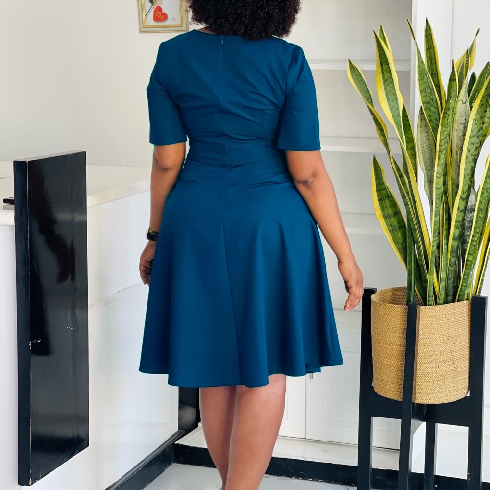 Big skirt fashion short sleeve pure high waist dress