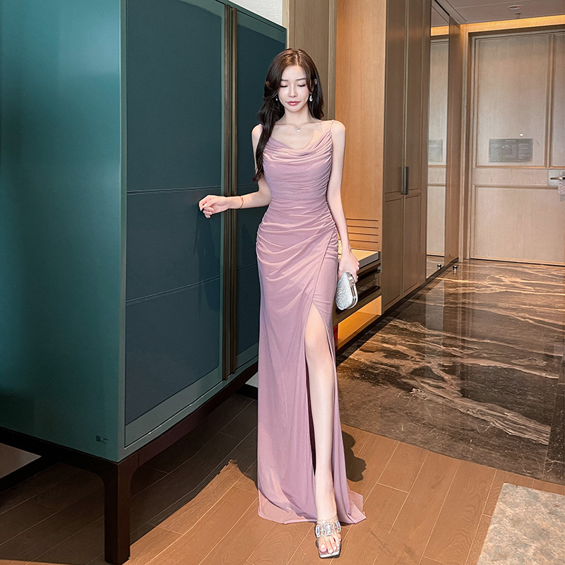 V-neck sexy slim formal dress temperament sling dress