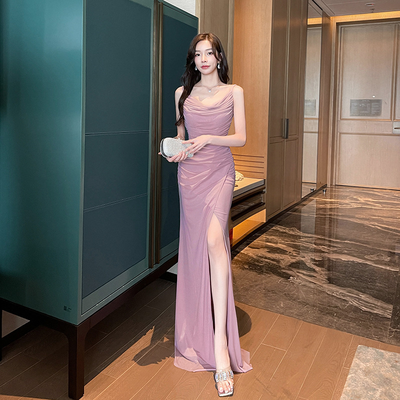 V-neck sexy slim formal dress temperament sling dress