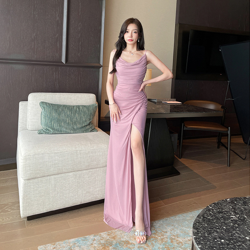 V-neck sexy slim formal dress temperament sling dress