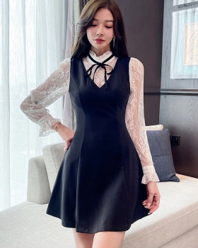 A-line Cover belly sexy overalls bar cstand collar dress