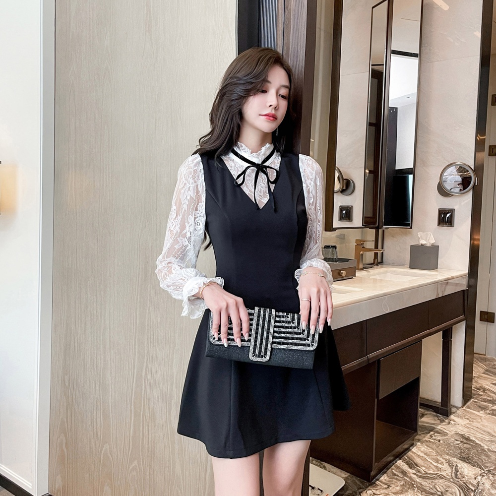 A-line Cover belly sexy overalls bar cstand collar dress