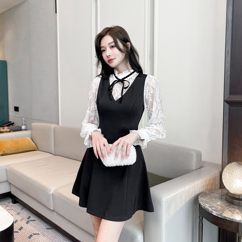 A-line Cover belly sexy overalls bar cstand collar dress