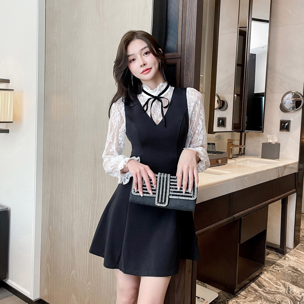 A-line Cover belly sexy overalls bar cstand collar dress