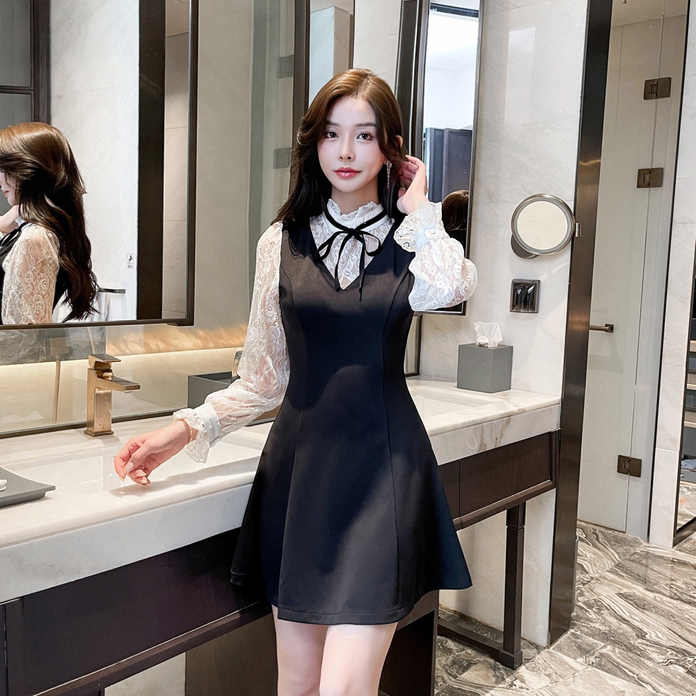 A-line Cover belly sexy overalls bar cstand collar dress