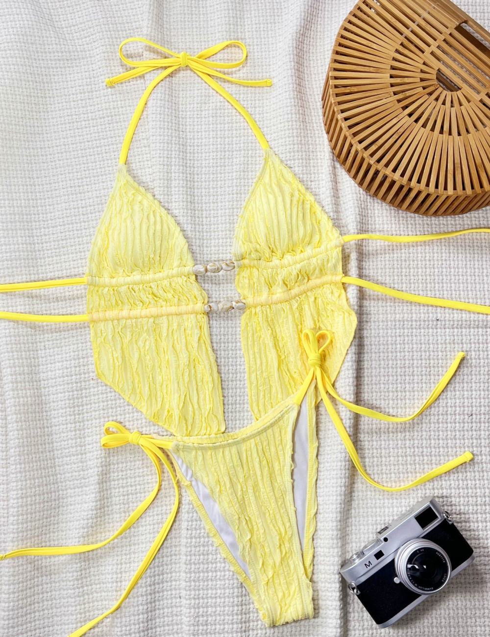 Western style sexy vacation yellow spa seaside swimwear