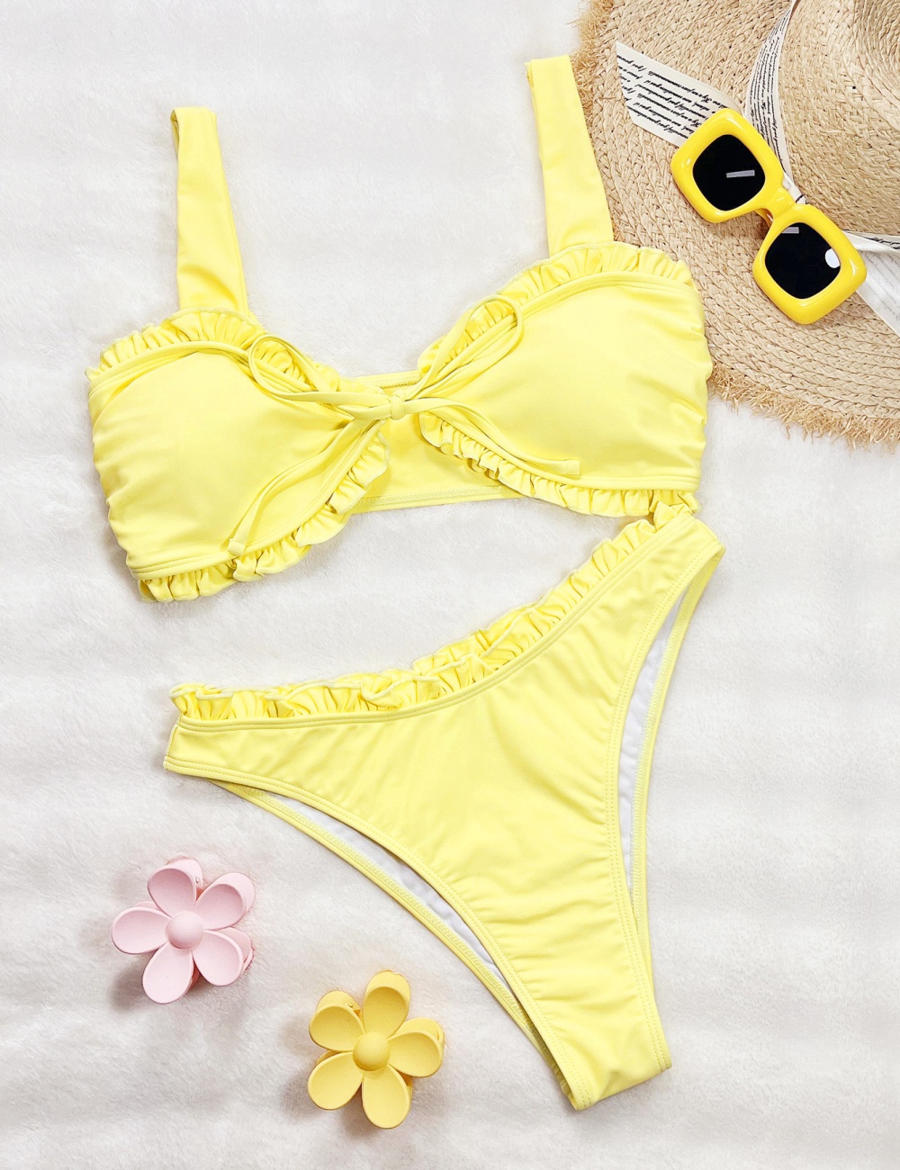 Seaside lace sandy beach swimwear bikini sexy briefs a set