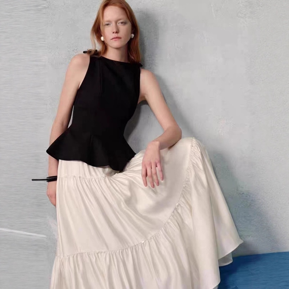 France style tops elegant long skirt 2pcs set
